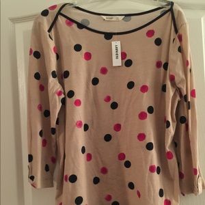Old Navy Boat Neck Polka Dot 3/4 Sleeve Shirt